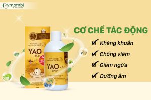 Nước tắm thảo dược Yaocare Baby được sản xuất hoàn toàn từ thảo dược giúp làm sạch, phòng và cải thiện rôm, chàm, hăm,....